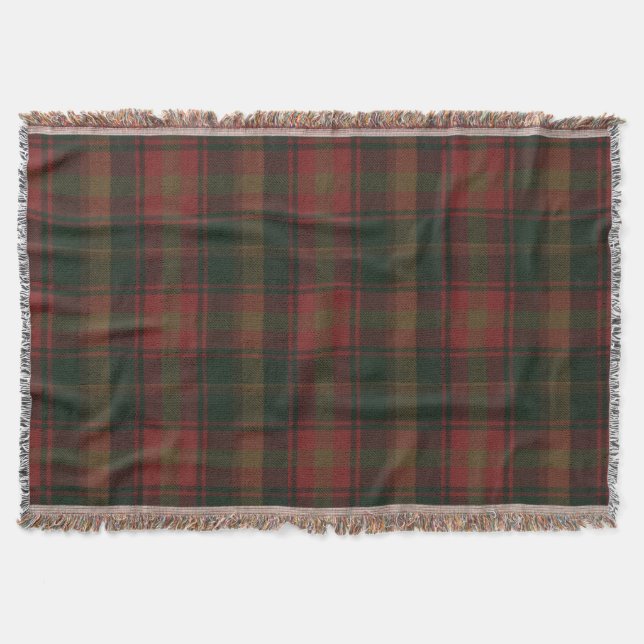 Canadian Maple Leaf Tartan Throw Blanket (Front)