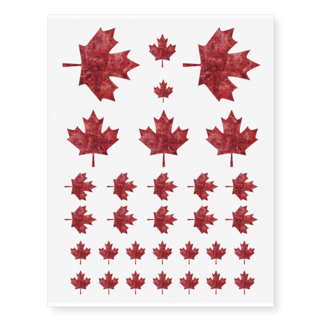 Canadian Maple Leaf Temporary Tattoos (Front)