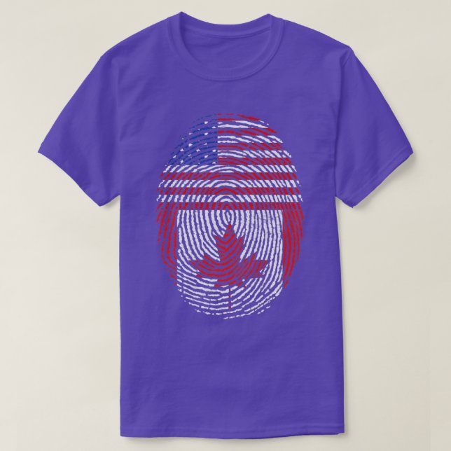 Canadian Maple Leaf US Flag American Fingerprint C T-Shirt (Design Front)
