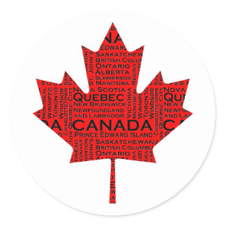Canadian Maple Leaf w/Text Classic Round Sticker