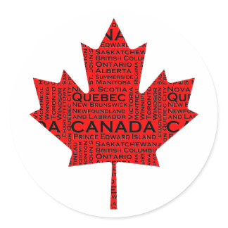 Canadian Maple Leaf w/Text Classic Round Sticker