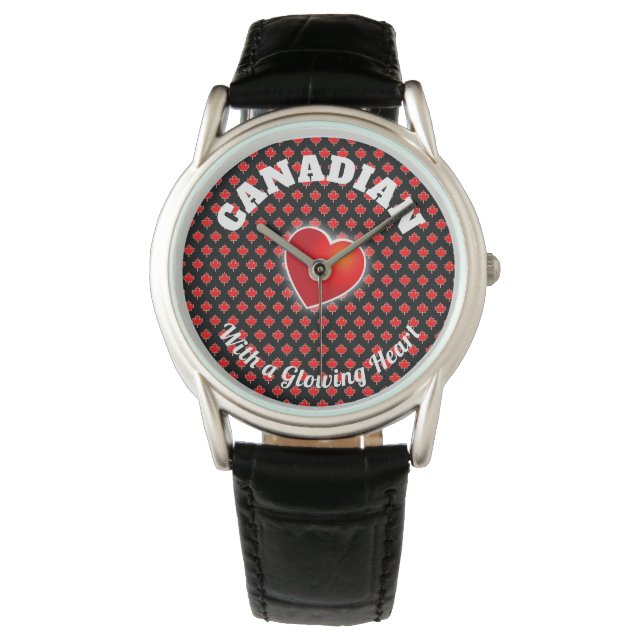 Canadian Maple Leaf with Dot Pattern Background Watch (Front)