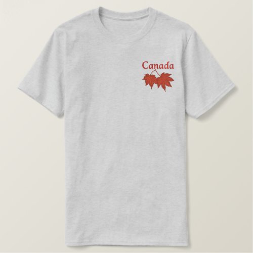 Canadian Maple Leaves Embroidered T_Shirt