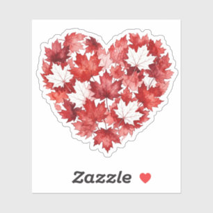 Canadian Maple leaves. Heart. Canada. Sticker