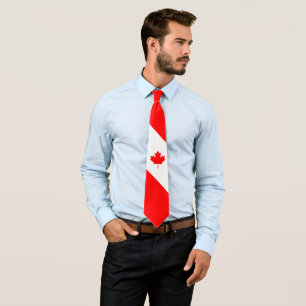 Canadian Maple on Red and White Neck Tie