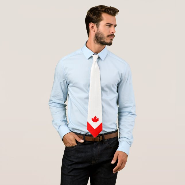 Canadian Maple on Red and White Neck Tie (In Situ)