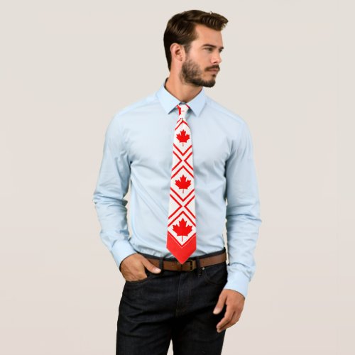 Canadian Maple on Red and White Tie