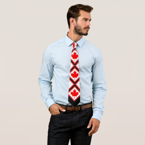 Canadian Maple on Red Black White Neck Tie