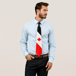 Canadian Maple on Red White Black Neck Tie