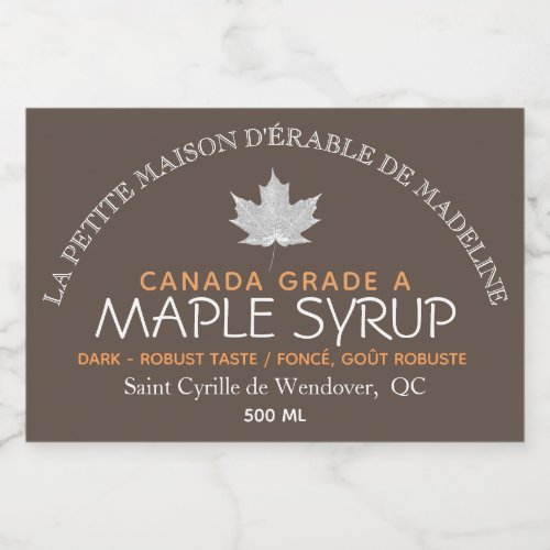 Canadian Maple Syrup Editable Food Label Brown