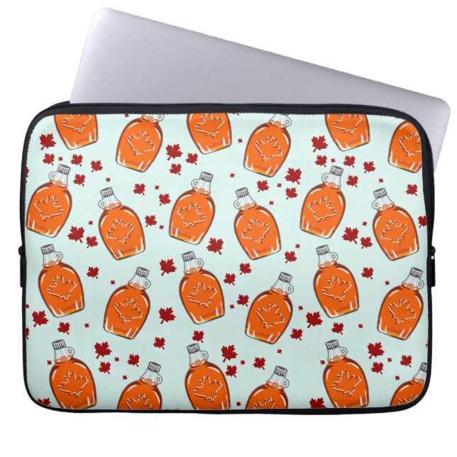 Canadian Maple Syrup Pattern Laptop Sleeve (Front)
