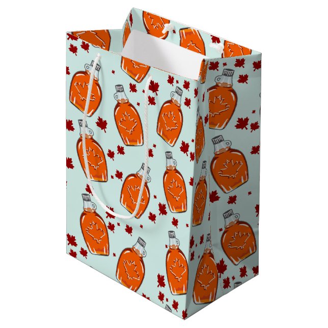 Canadian Maple Syrup Pattern Medium Gift Bag (Front Angled)