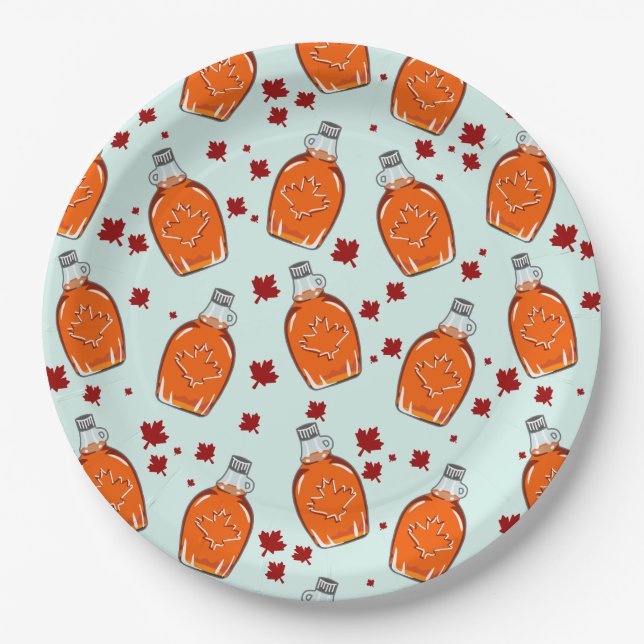 Canadian Maple Syrup Pattern Paper Plates (Front)