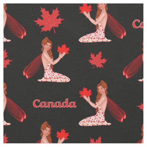 Canadian Mapleleaf Fairy on Black Fabric