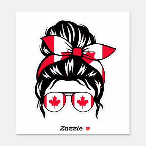 Canadian Messy Bun Canada Day Sticker