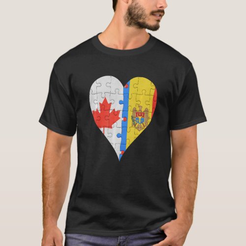 Canadian Moldovan Flag Heart T_Shirt