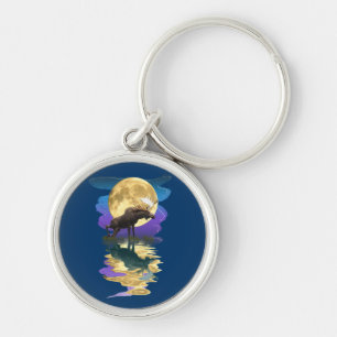 Canadian Moose & Moon Wildlife Animal Keychain