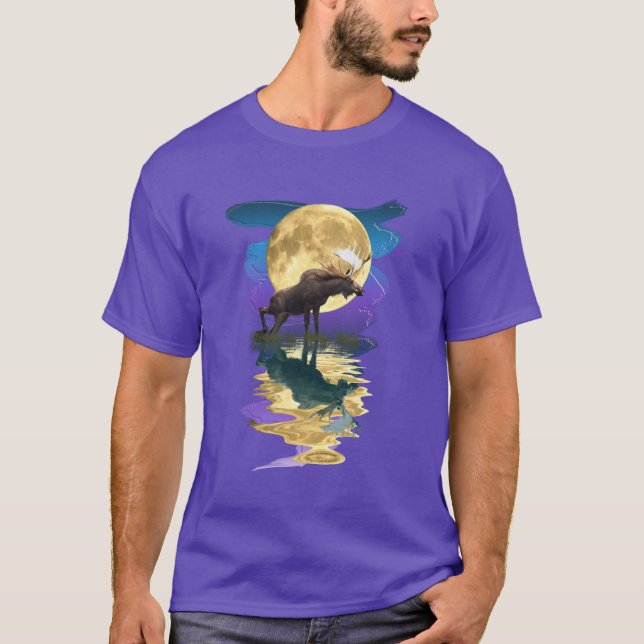 Canadian Moose & Moon Wildlife Art Shirt (Front)