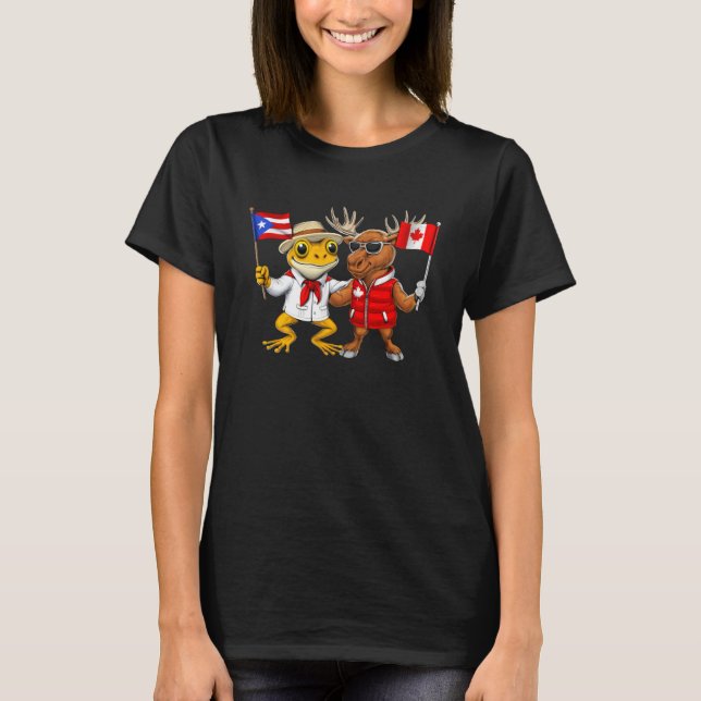 Canadian Moose Puerto Rico Coqui Frog Proud Canadi T-Shirt (Front)