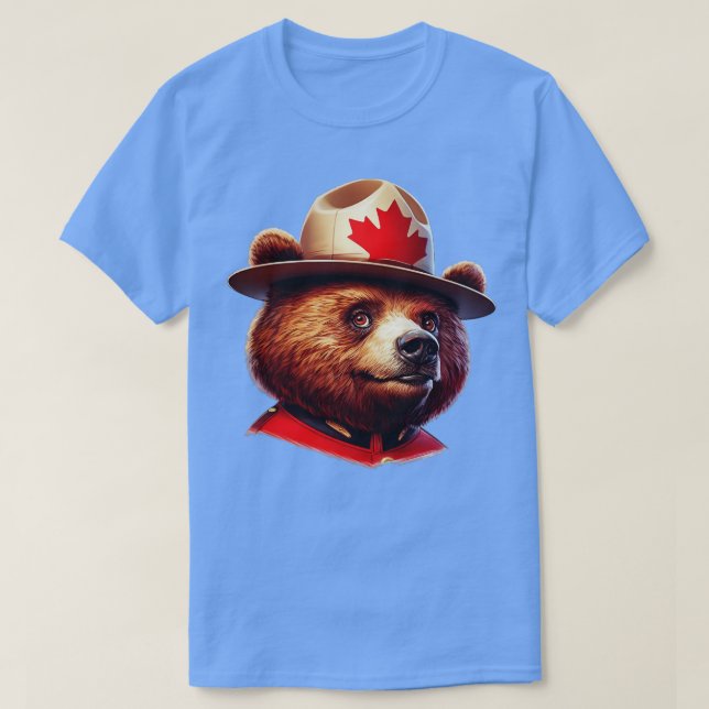 Canadian Mountie Bear Illustration T-Shirt (Design Front)