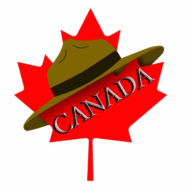 Canadian Mountie Hat on Red Maple Leaf Statuette (Front)
