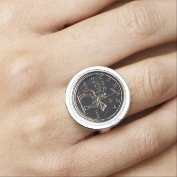 Canadian Mountie Quarter Centennial Coin Ring by FXtions at Zazzle
