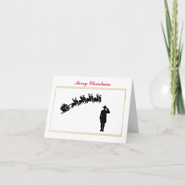 Canadian Mountie & Santa's Sleigh Christmas Card   (Front)