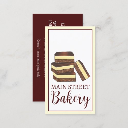 Canadian Nanaimo Bar BC Canada Bakery Dessert Food Business Card