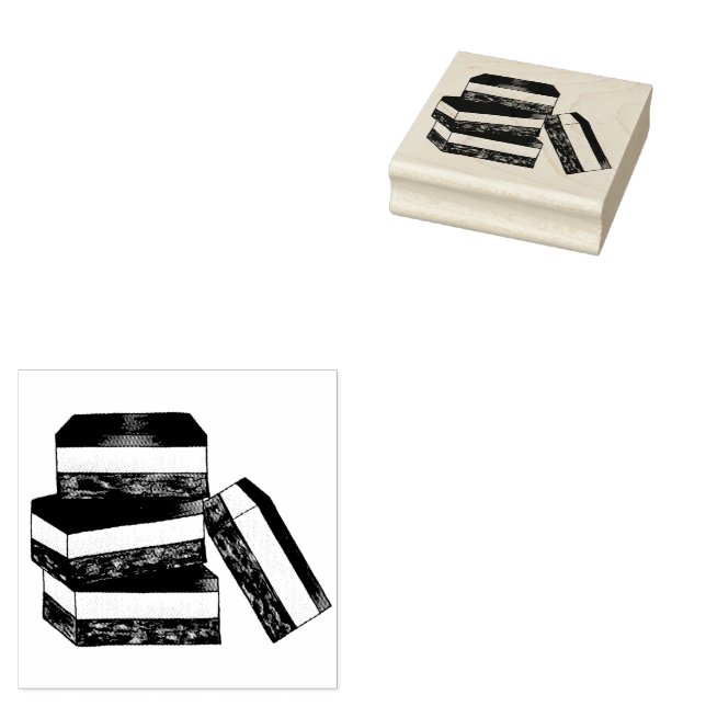 Canadian Nanaimo Bar BC Canada Bakery Dessert Food Rubber Stamp (Stamped)