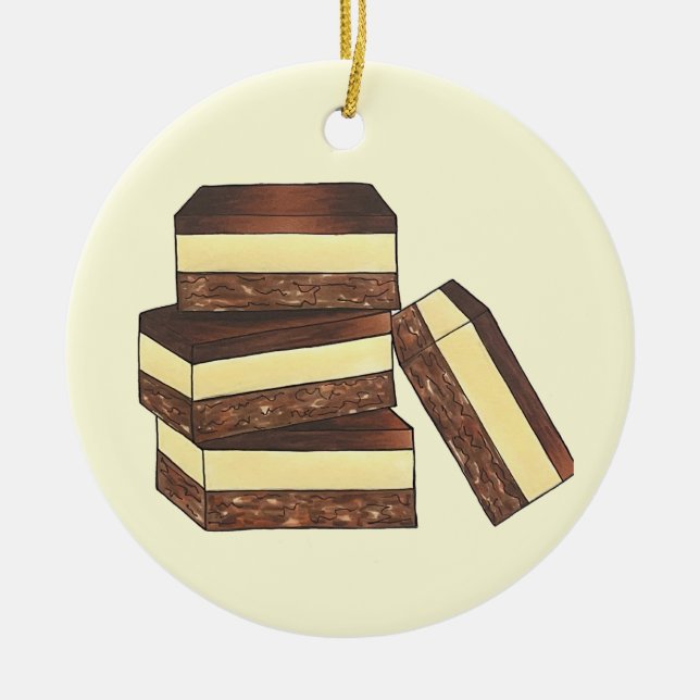 Canadian Nanaimo Bars Canada British Columbia Food Ceramic Ornament (Front)