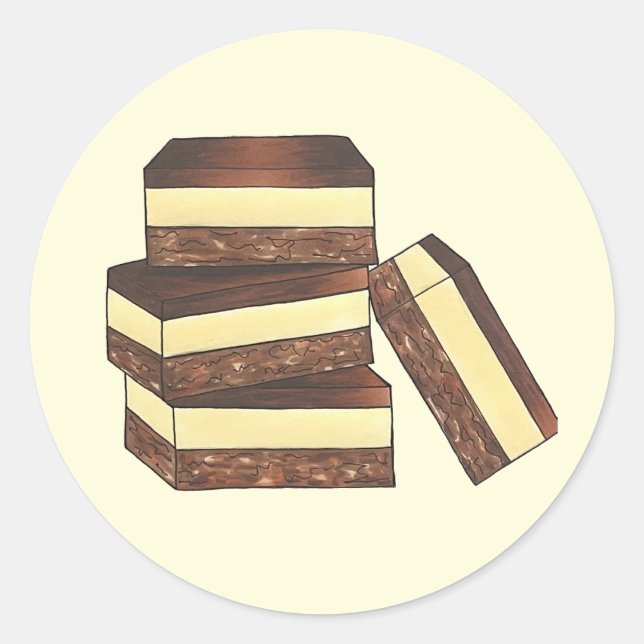 Canadian Nanaimo Bars Canada British Columbia Food Classic Round Sticker (Front)