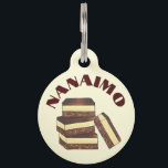Canadian Nanaimo Bars Canada British Columbia Food Pet ID Tag<br><div class="desc">Design features an original food-themed marker illustration of a stack of Nanaimo bars. Originating in the British Columbia city of Nanaimo, these no bake dessert bars feature a nut, wafer, and coconut base, a layer of custard, and a layer of chocolate ganache on top. Naniamos (sometimes known in the US...</div>