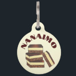 Canadian Nanaimo Bars Canada British Columbia Food Pet ID Tag<br><div class="desc">Design features an original food-themed marker illustration of a stack of Nanaimo bars. Originating in the British Columbia city of Nanaimo, these no bake dessert bars feature a nut, wafer, and coconut base, a layer of custard, and a layer of chocolate ganache on top. Naniamos (sometimes known in the US...</div>