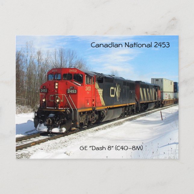 Canadian National CN 2453 - GE "Dash 8" Locomotive Postcard (Front)