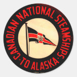 Canadian National Steamship to Alaska Classic Round Sticker