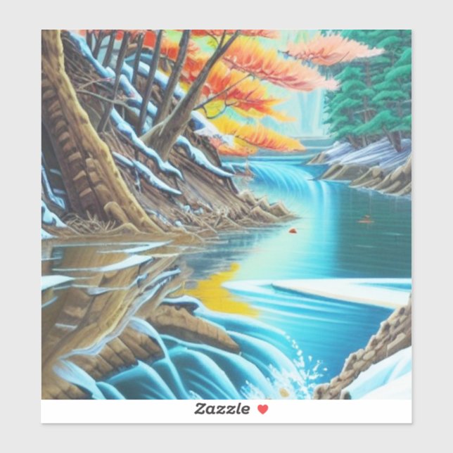 Canadian Nature Oil Painting Stunning Landscape   Sticker (Sheet)