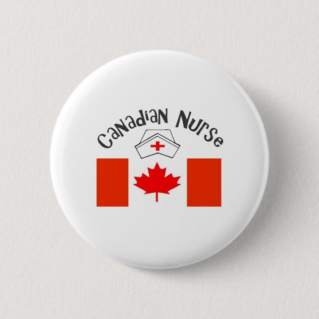 Canadian Nurse (Canadian Flag) Nurse Cap Pinback Button (Front)