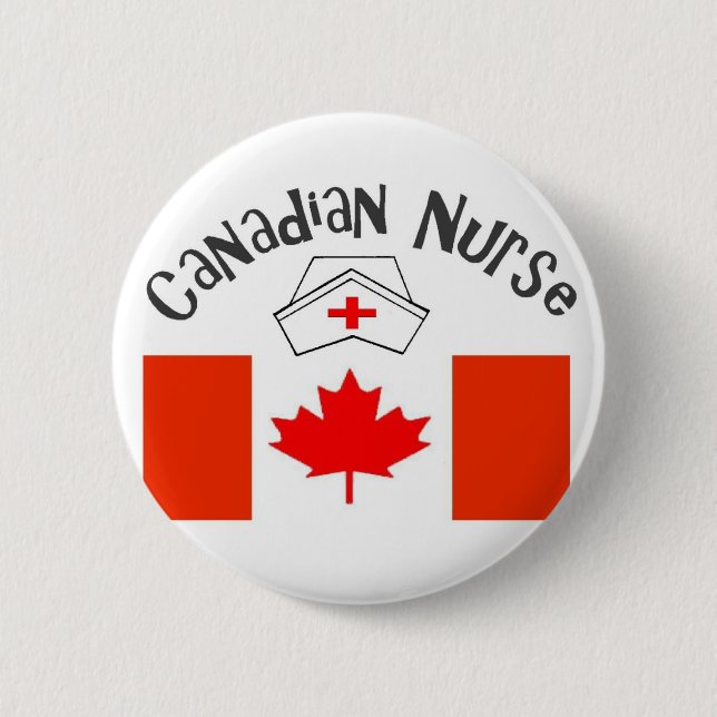 Canadian Nurse (Canadian Flag) Nurse Cap Pinback Button (Front)