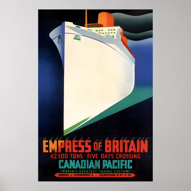 CANADIAN PACIFIC Lines Empress of Britain New Poster (Front)