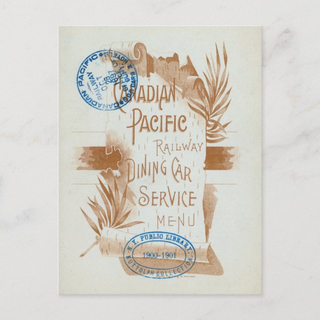 Canadian Pacific Railway Dining Car Menu 1897 (Front)