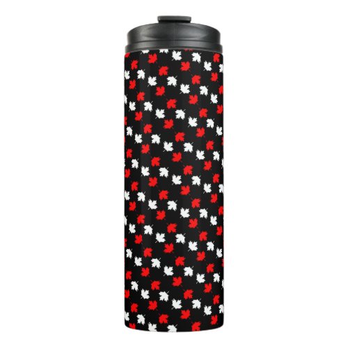 CANADIAN Patriot Red and White Maple on BLACK Thermal Tumbler