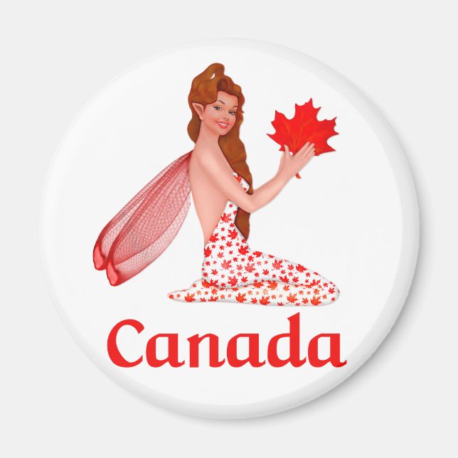 Canadian Pixie with Maple Leaf Magnet (Front)