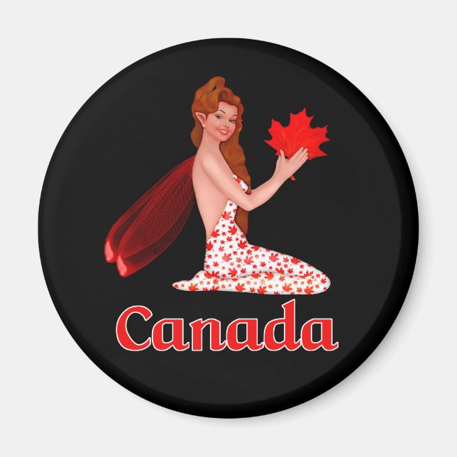 Canadian Pixie with Maple Leaf Magnet (Front)