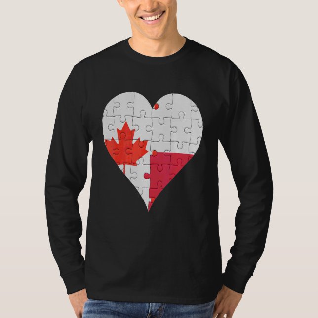Canadian Polish Flag Heart T-Shirt (Front)