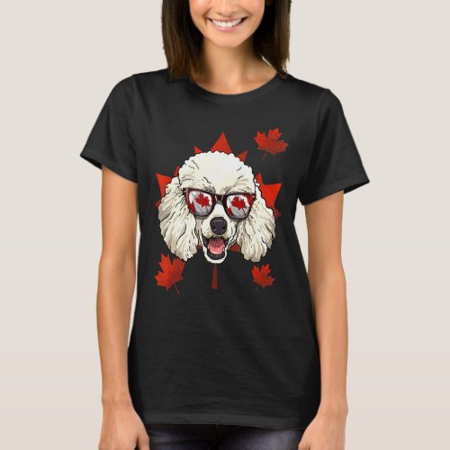 Canadian Poodle Maple Tree Leaf Canada Flag Puppy  T_Shirt