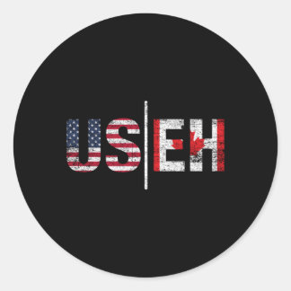 Canadian Pride American Usa Flag Useh Canada Classic Round Sticker
