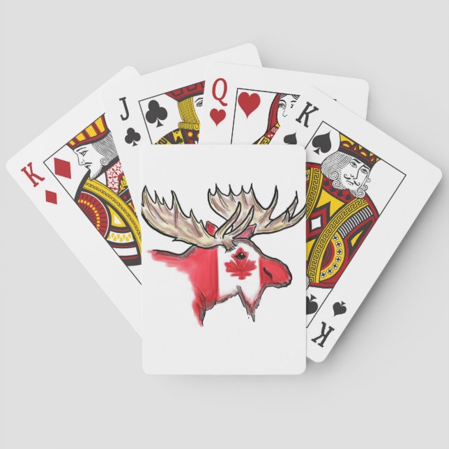 Canadian pride Canada flag elk playing cards (Back)
