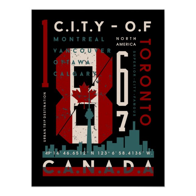 Canadian Pride: City Coordinates & National Legacy Poster (Front)