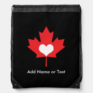 Canadian Pride - I Love Canada Maple Leaf Drawstring Bag