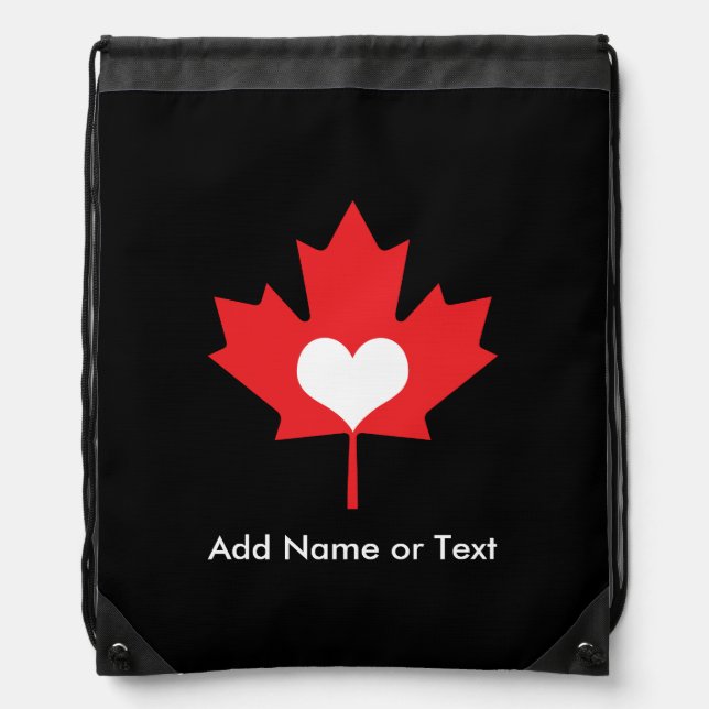 Canadian Pride - I Love Canada Maple Leaf Drawstring Bag (Front)